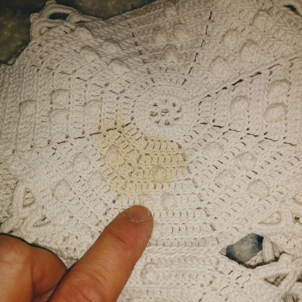 Crocheted Doilie Duvet Afghan Queen Size Blanket T